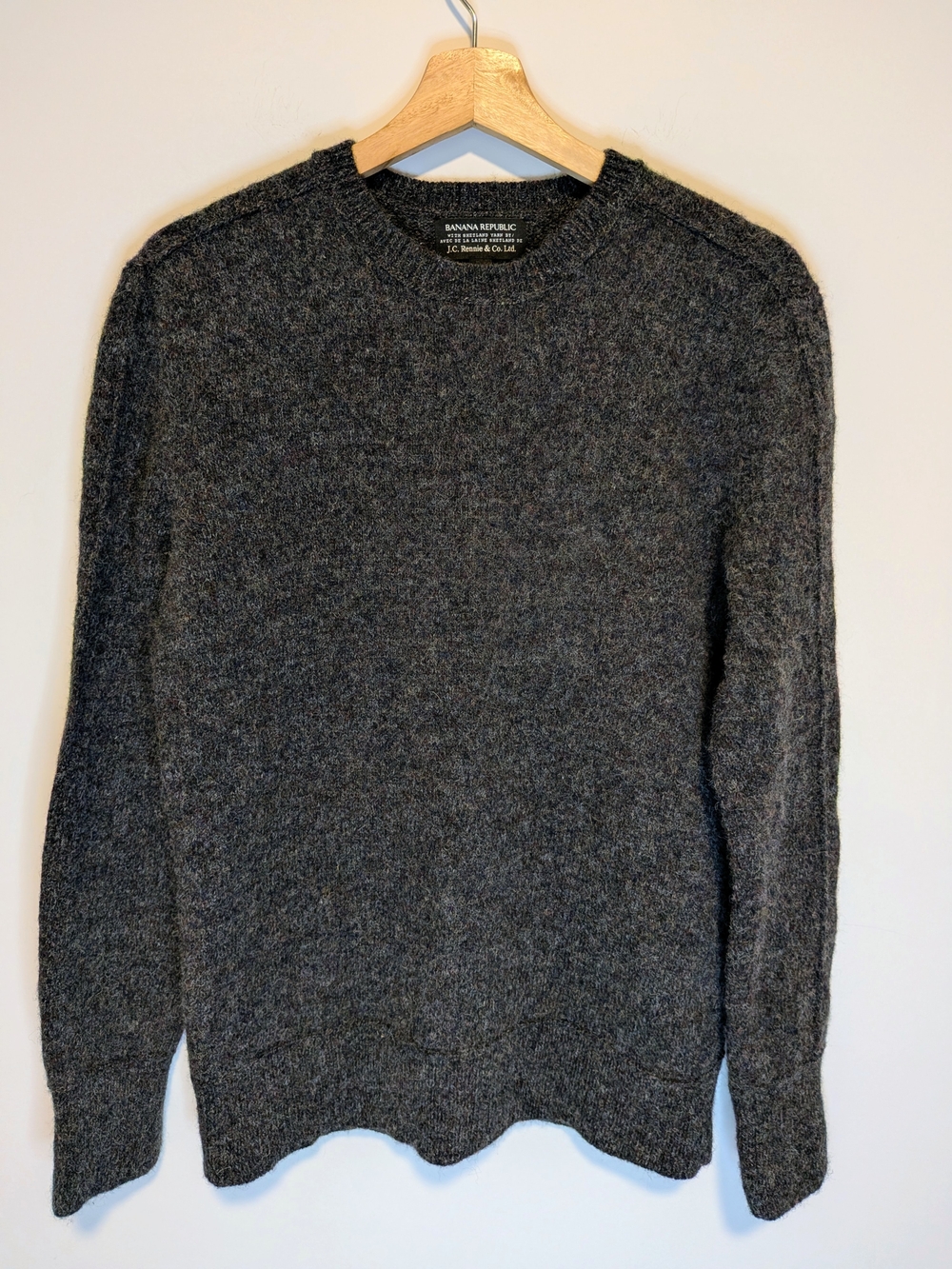 Banana Republic Shetland Wool Crewneck Sweater Men's L Charcoal